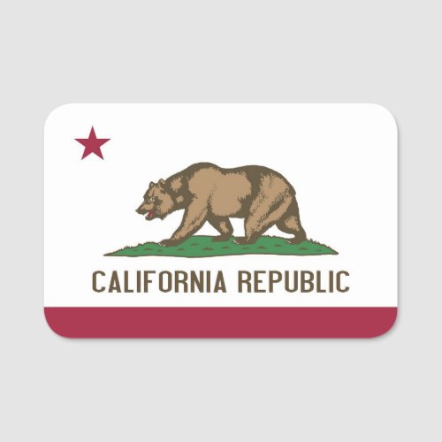 Patriotic name tag with flag of California USA