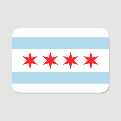 Patriotic name tag with flag of Chicago City USA