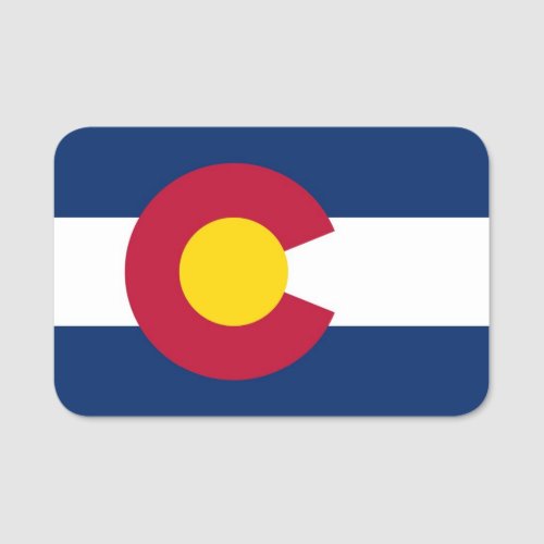 Patriotic name tag with flag of Colorado USA