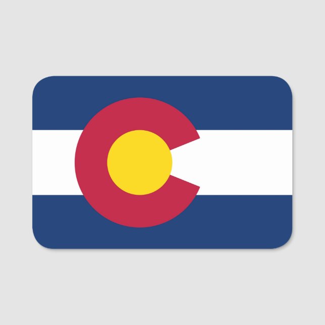 Patriotic name tag with flag of Colorado, USA (Front)