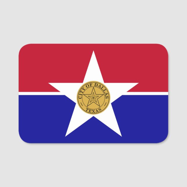 Patriotic name tag with flag of Dallas (Front)