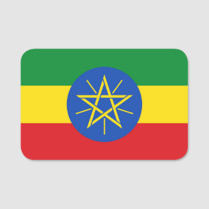 Patriotic name tag with flag of Ethiopian