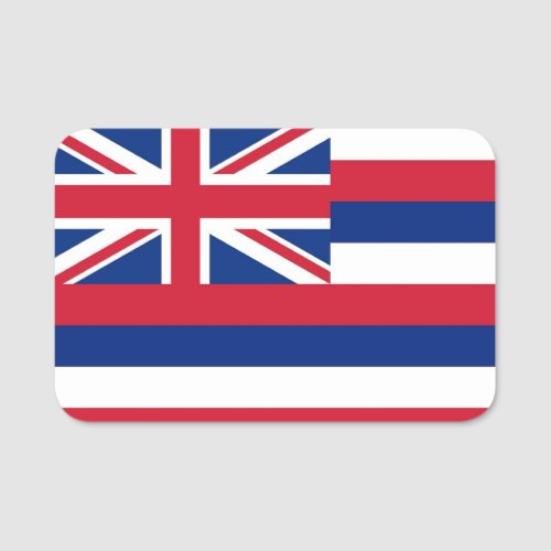 Patriotic name tag with flag of Hawaii USA