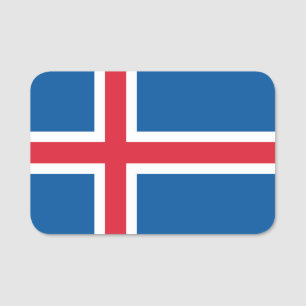 Patriotic name tag with flag of Iceland