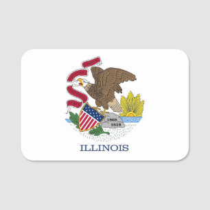 Patriotic name tag with flag of Illinois, USA