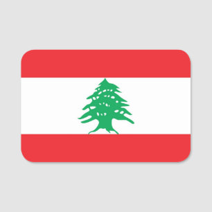 Patriotic name tag with flag of Lebanon