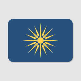 Patriotic name tag with flag of Macedonia, Greece