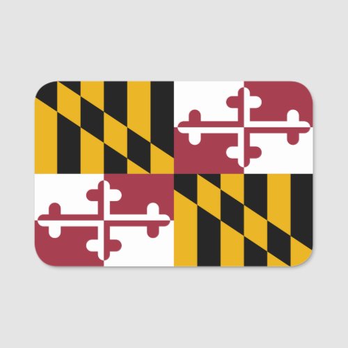 Patriotic name tag with flag of Maryland USA