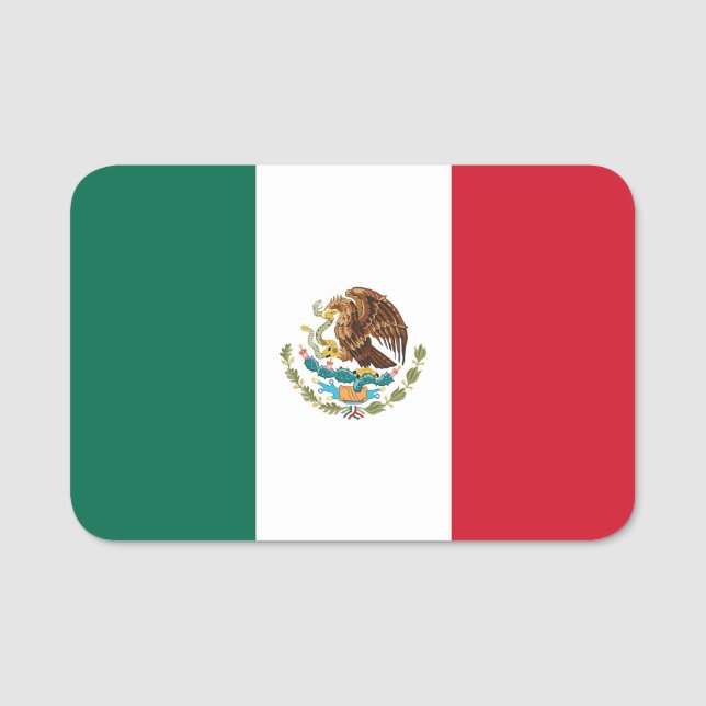 Patriotic name tag with flag of Mexico (Front)