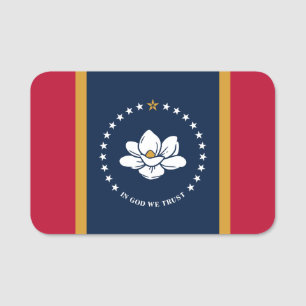 Patriotic name tag with flag of Mississippi, USA