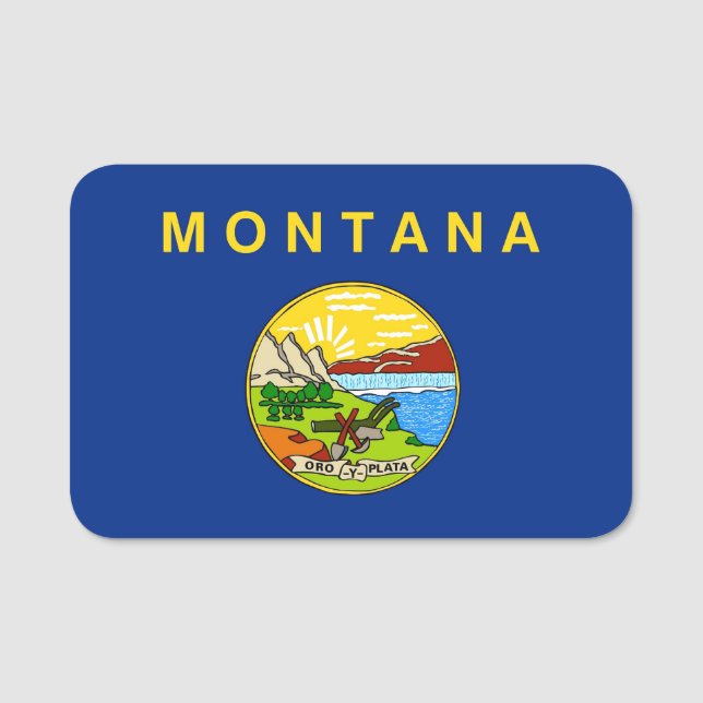 Patriotic name tag with flag of Montana (Front)