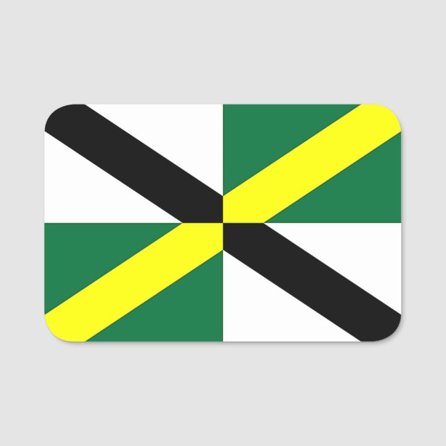 Patriotic name tag with flag of Monterey City (Front)