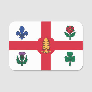 Patriotic name tag with flag of Montreal, Canada