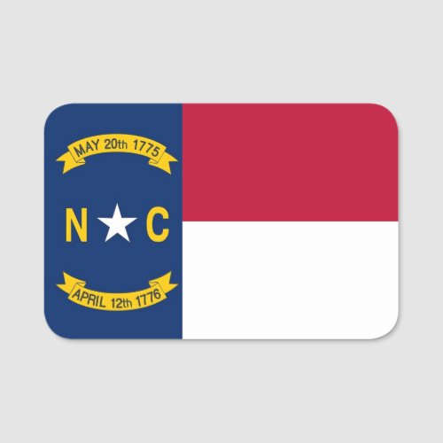 Patriotic name tag with flag of North Carolina