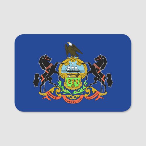 Patriotic name tag with flag of Pennsylvania