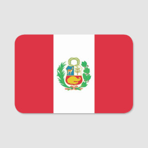 Patriotic name tag with flag of Peru