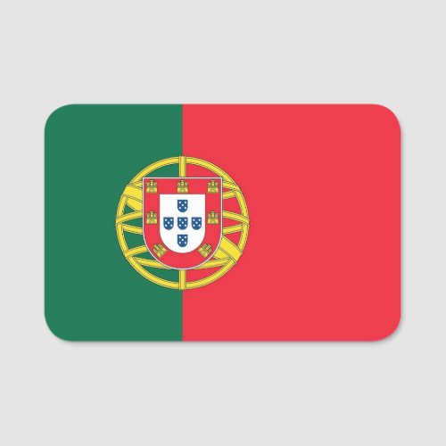 Patriotic name tag with flag of Portugal