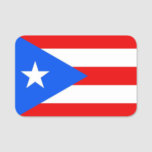 Patriotic name tag with flag of Puerto Rico