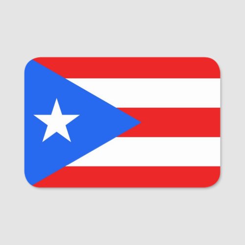 Patriotic name tag with flag of Puerto Rico