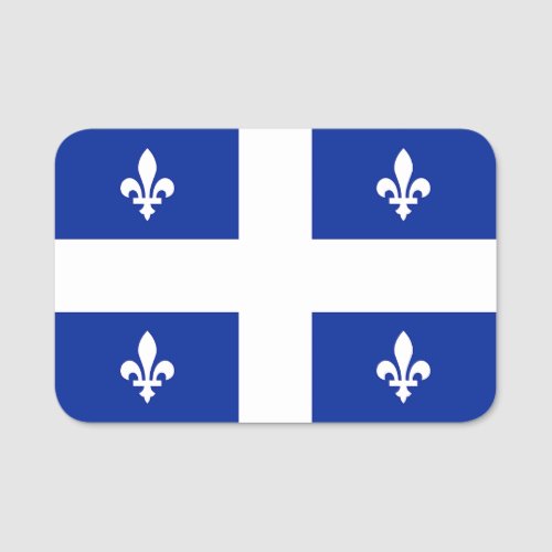 Patriotic name tag with flag of Quebec