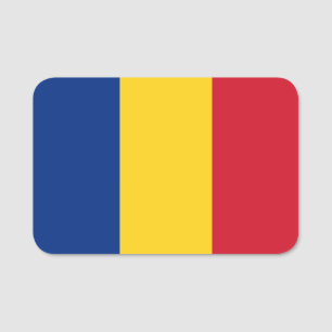 Patriotic name tag with flag of Romania
