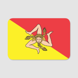 Patriotic name tag with flag of Sicily