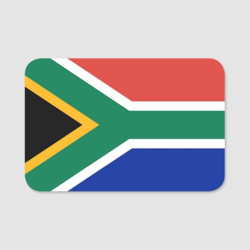 Patriotic name tag with flag of South Africa