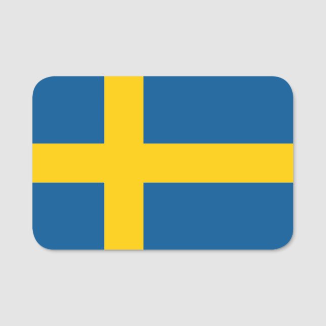 Patriotic name tag with flag of Sweden (Front)
