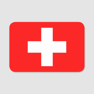 Patriotic name tag with flag of Switzerland