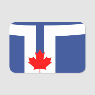 Patriotic name tag with flag of Toronto, Canada