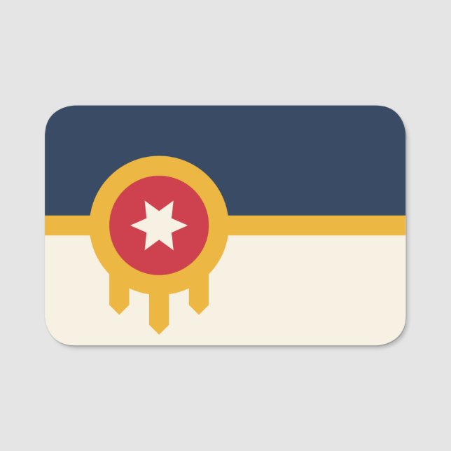 Patriotic name tag with flag of Tulsa, Oklahoma (Front)