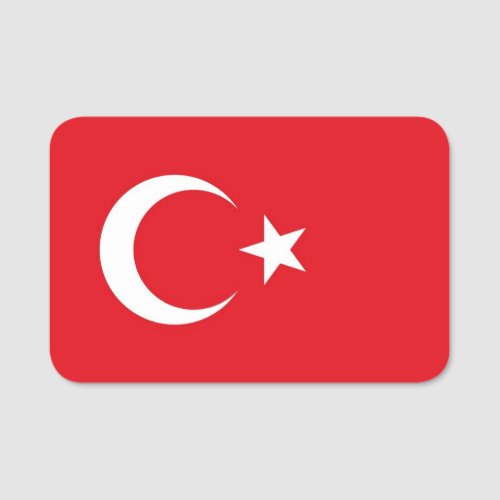 Patriotic name tag with flag of Turkey