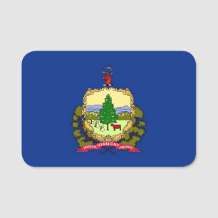 Patriotic name tag with flag of Vermont