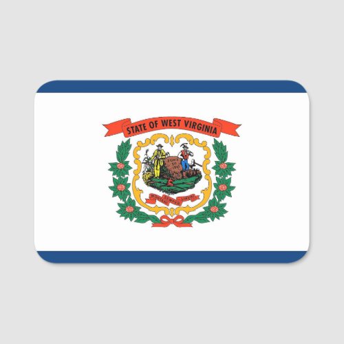 Patriotic name tag with flag of West Virginia