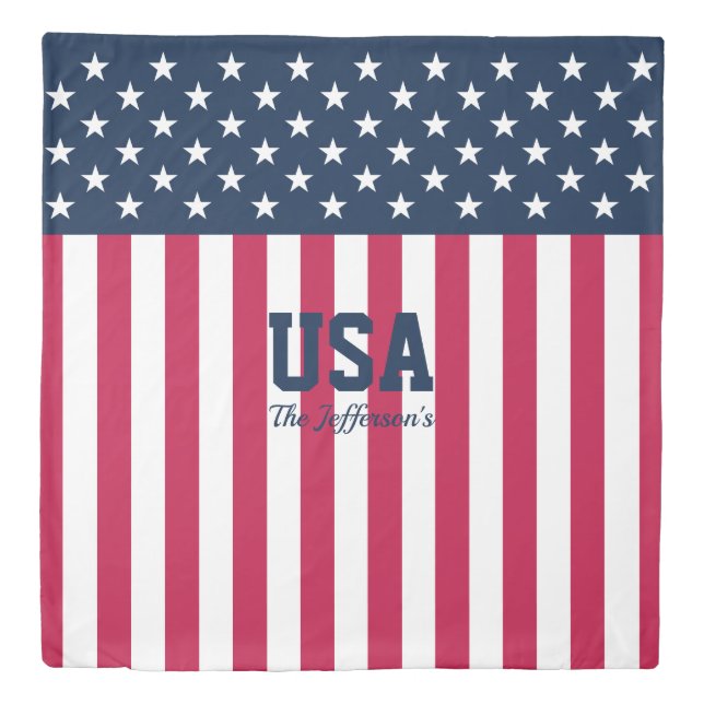 Patriotic Named Stars and Stripes  Duvet Cover (Front)