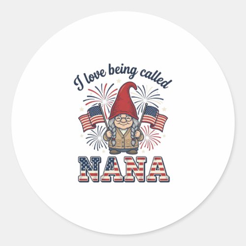 Patriotic Nana Gnome Vintage Grandmother Shirt Des Classic Round Sticker