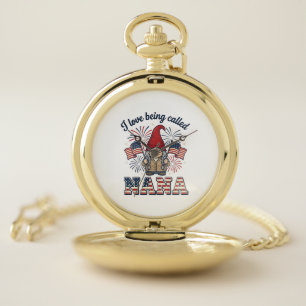 Patriotic Nana Gnome Vintage Grandmother Shirt Des Pocket Watch