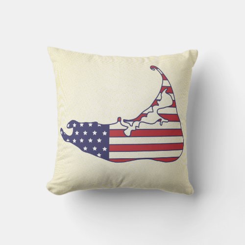 Patriotic Nantucket Map in Stars and Stripes Throw Pillow