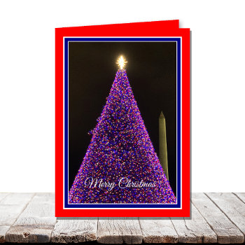 Patriotic National Christmas Tree Card by KathyHenis at Zazzle