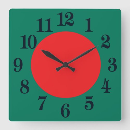 Patriotic National Flag Bangladesh Square Wall Clock