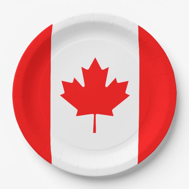 Patriotic National Flag of CANADA Paper Plates (Front)