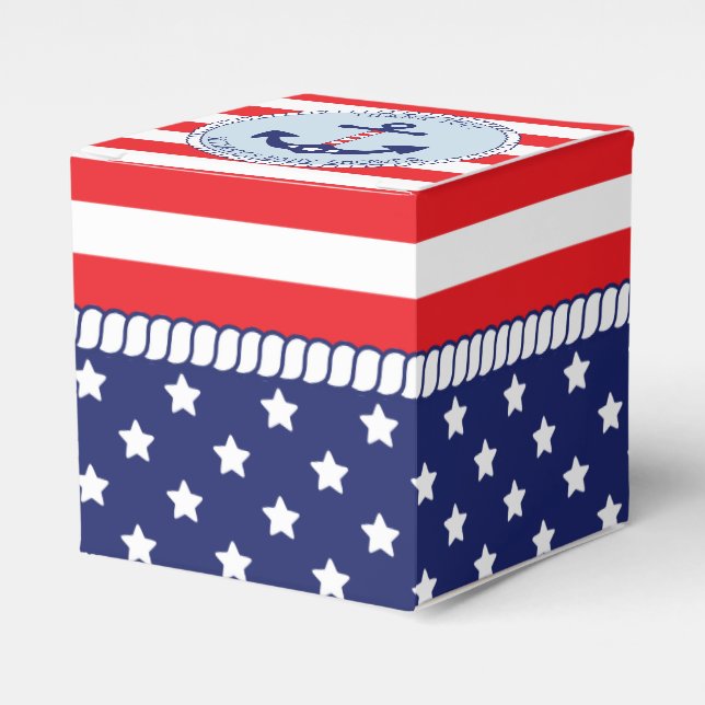 Patriotic Nautical Anchor Baby Shower Favor Boxes (Front Side)