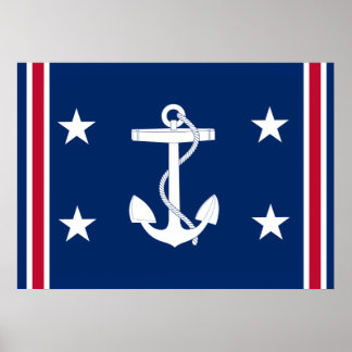 Patriotic Nautical Anchor Flag Poster