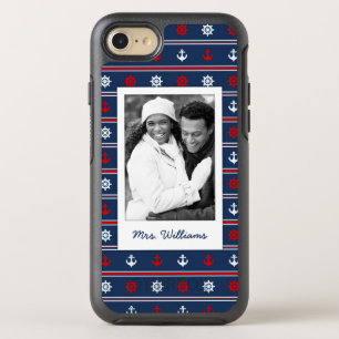 Patriotic Nautical Pattern   Your Photo & Name OtterBox Symmetry iPhone SE/8/7 Case
