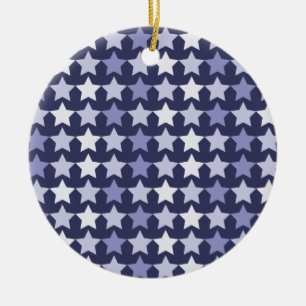 Patriotic Navy Blue Stars Ceramic Ornament