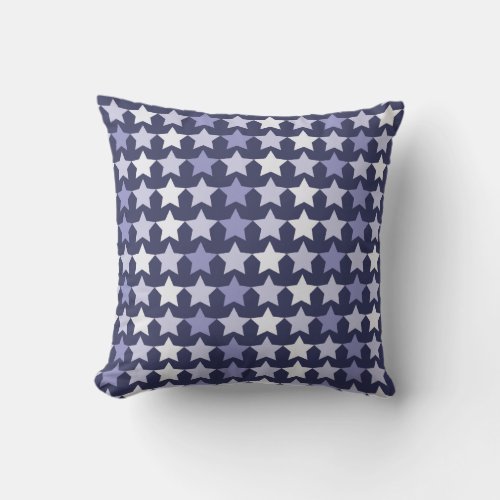 Patriotic Navy Blue Stars Throw Pillow