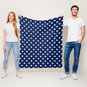Patriotic Navy Blue USA Flag Stars Pattern Fleece Blanket