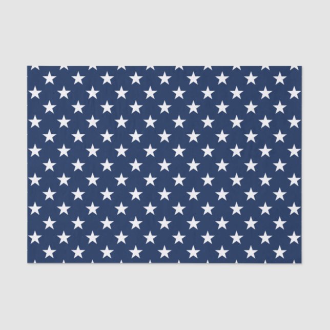 Patriotic Navy Blue USA Flag Stars Pattern Tissue Paper (Front)
