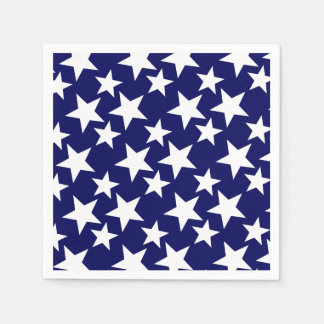 Patriotic Navy Blue w White Stars Paper Napkins