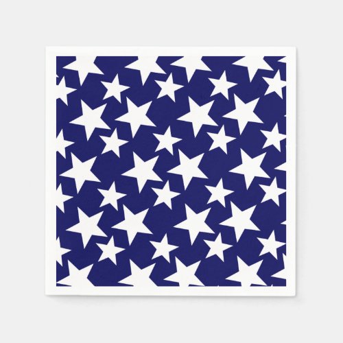 Patriotic Navy Blue w White Stars Paper Napkins